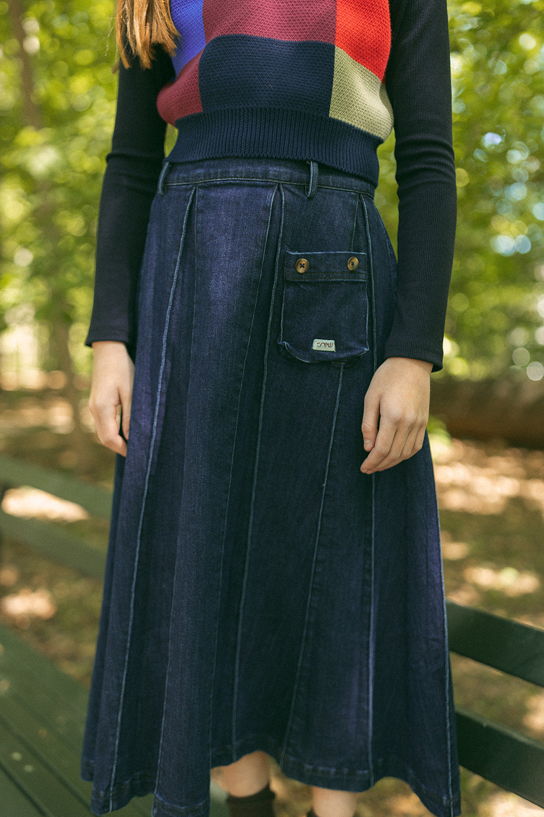 Sofi Pleated Maxi Skirt - Denim