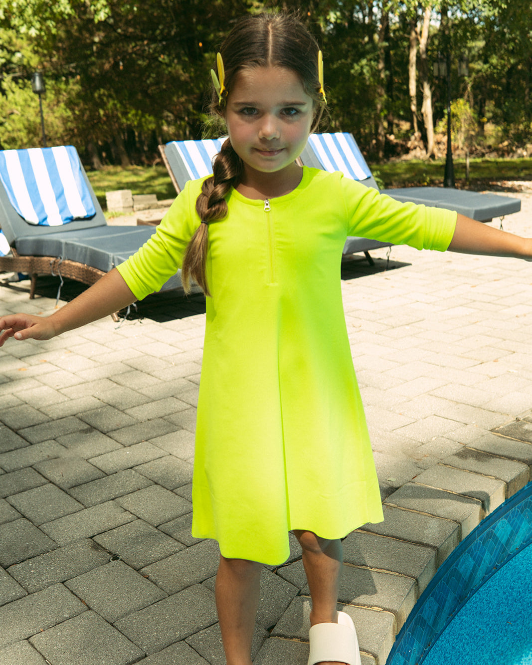 Mesh Neon Swim Dress - Yellow