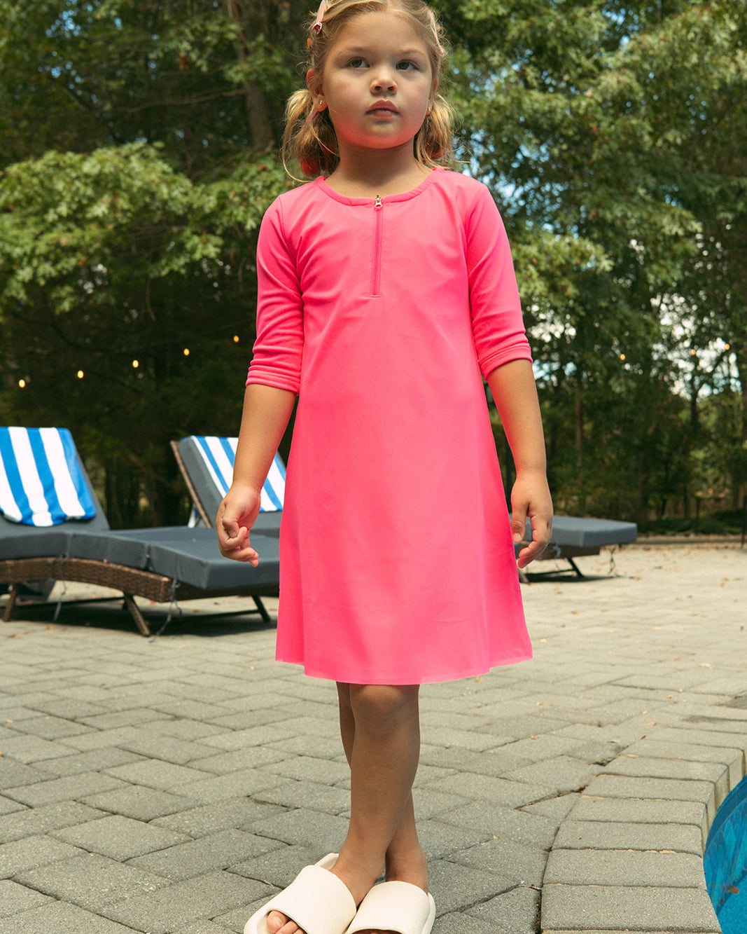 Mesh Neon Swim Dress - Pink