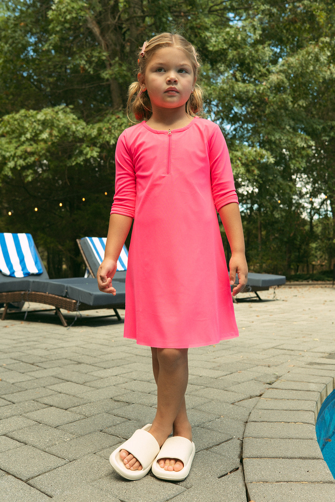 Mesh Neon Swim Dress - Pink