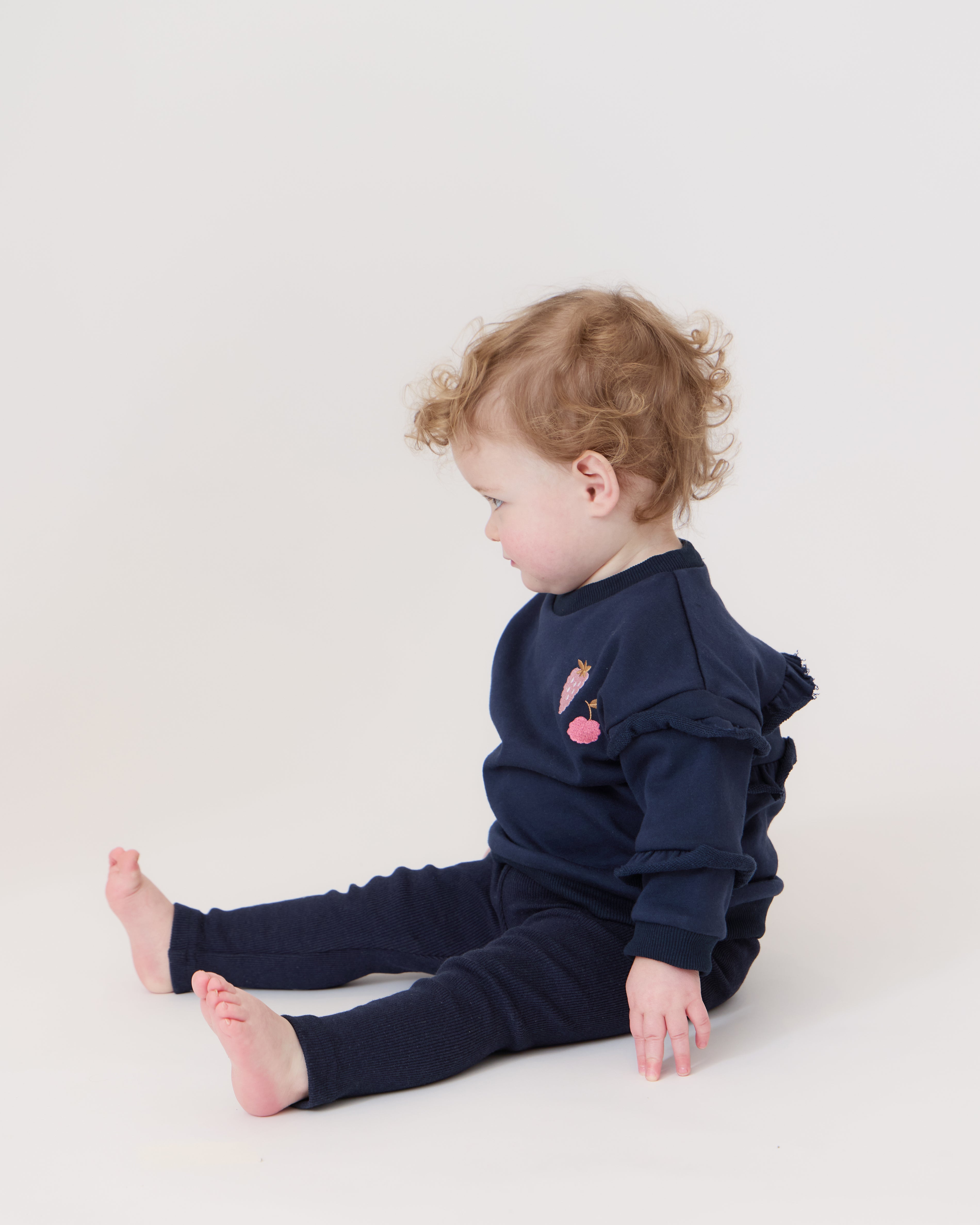 Nina Ruffled Set - Navy