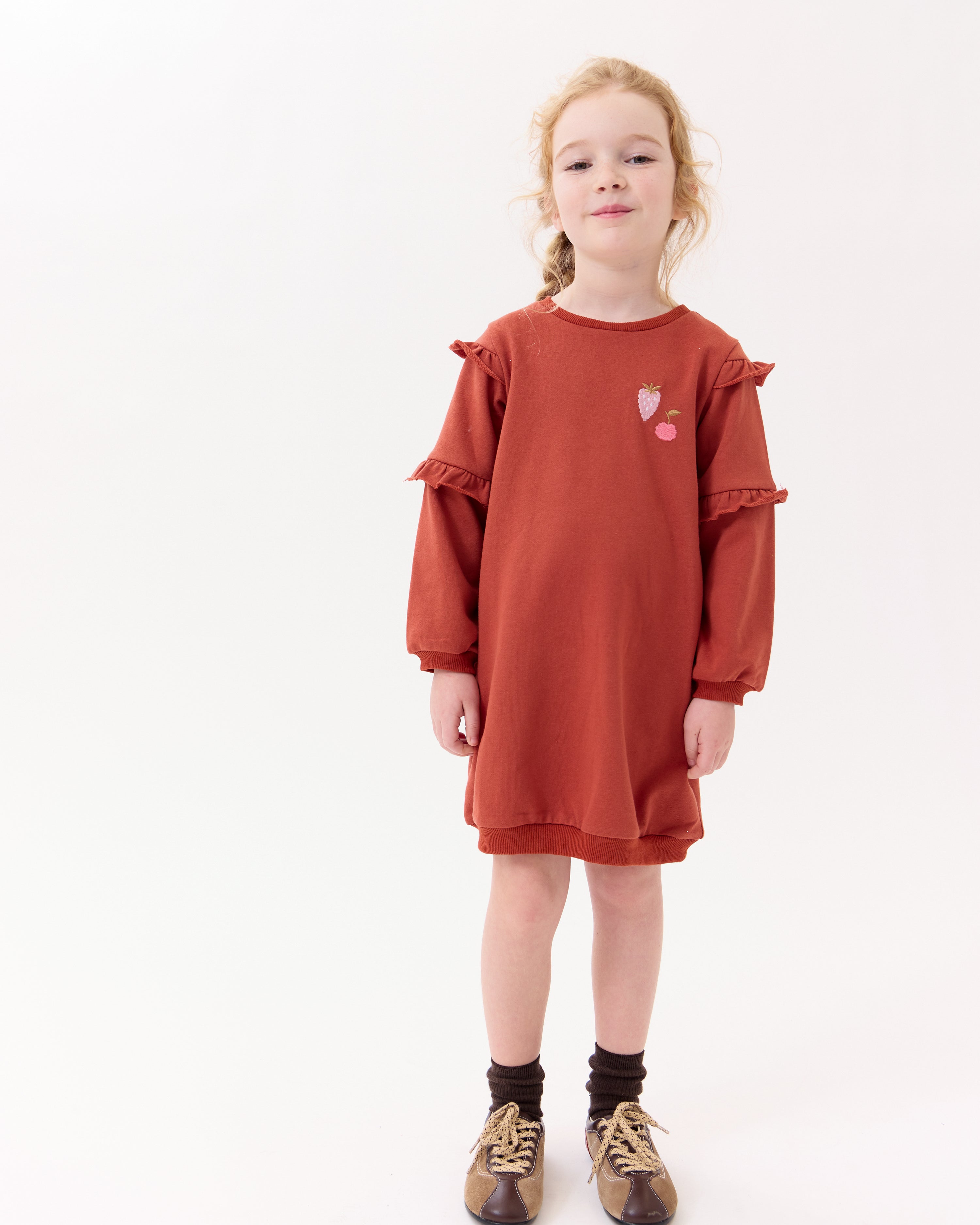 Nina Ruffled Dress - Terracotta