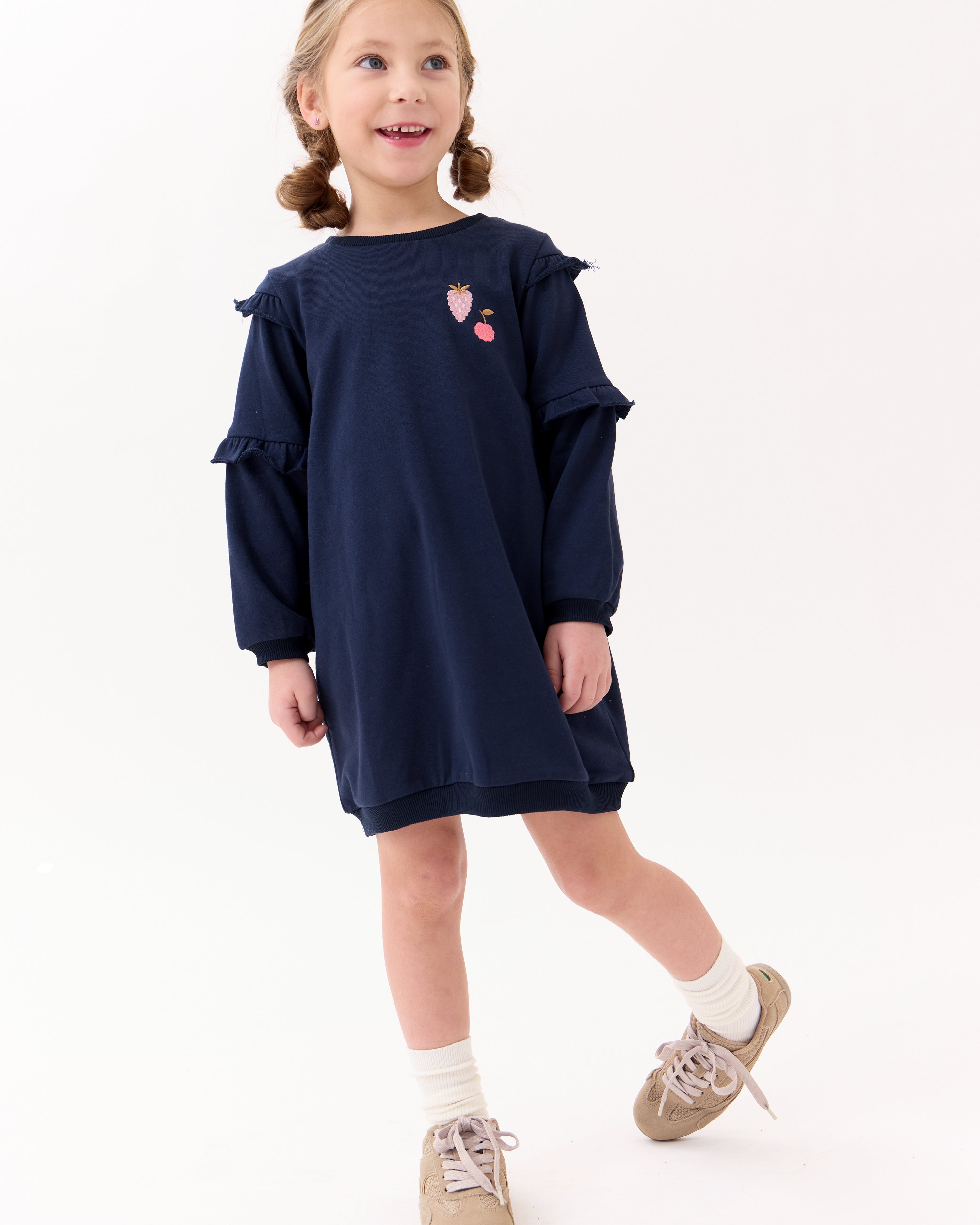 Nina Ruffled Dress - Navy