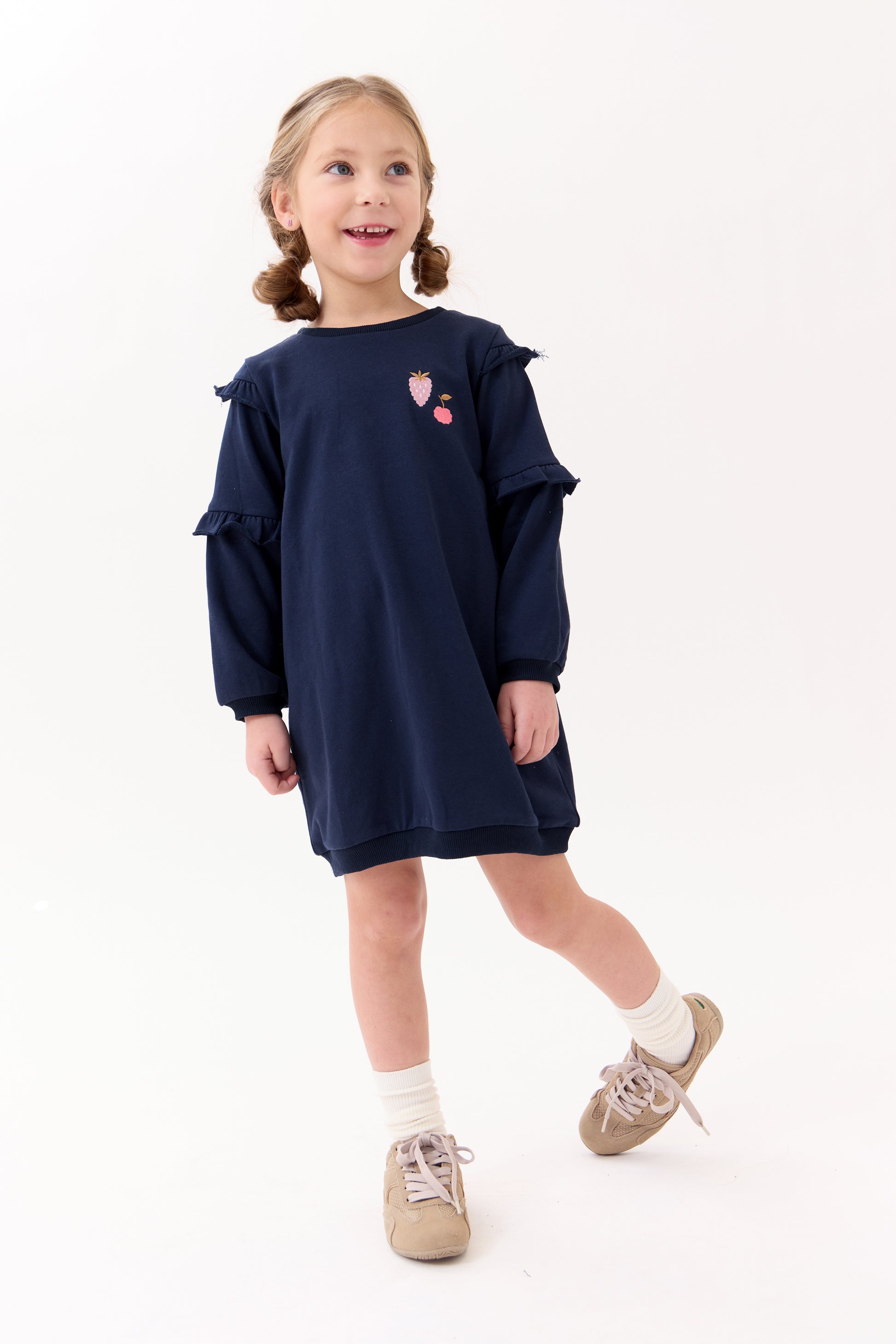 Nina Ruffled Dress - Navy
