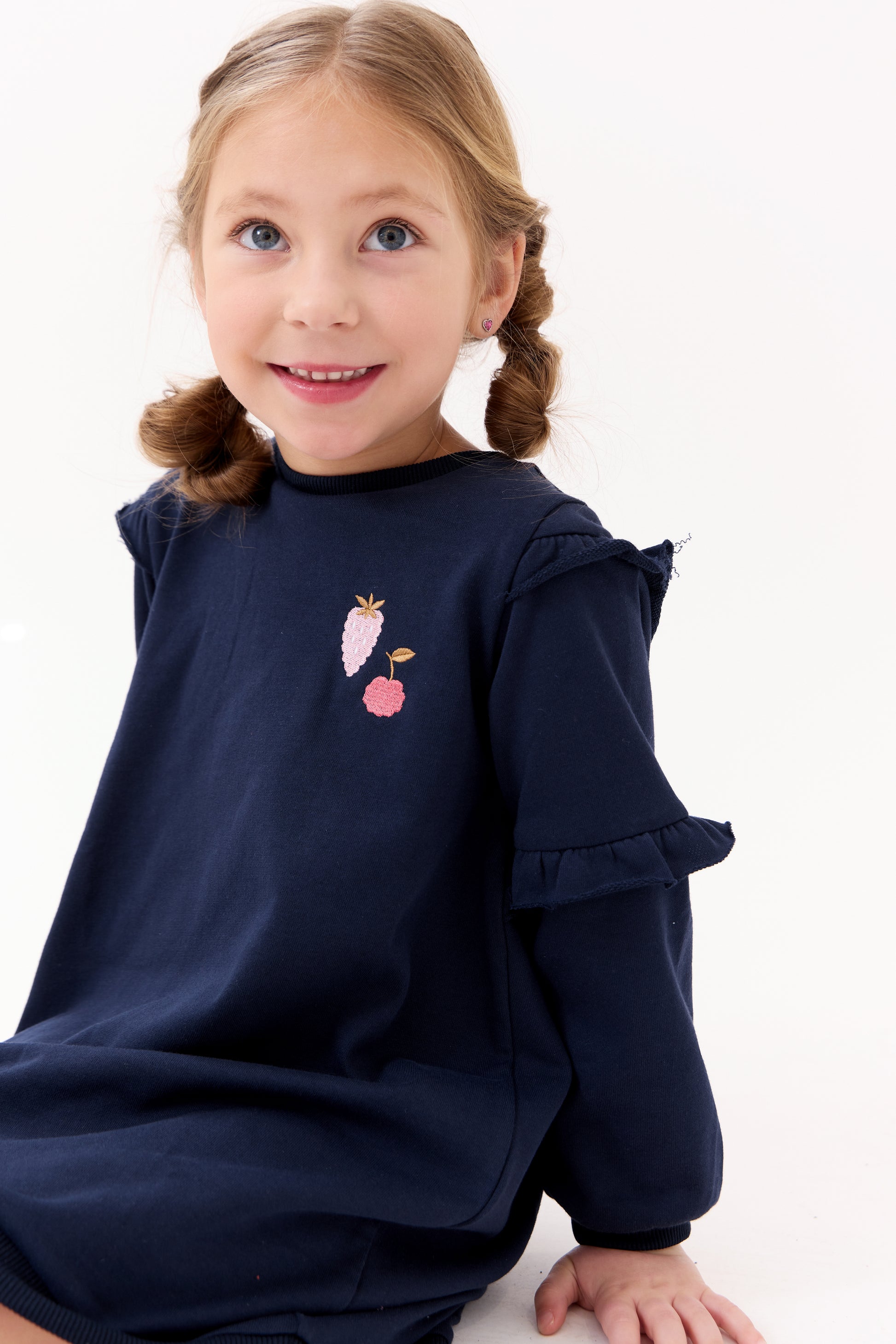 Nina Ruffled Dress - Navy