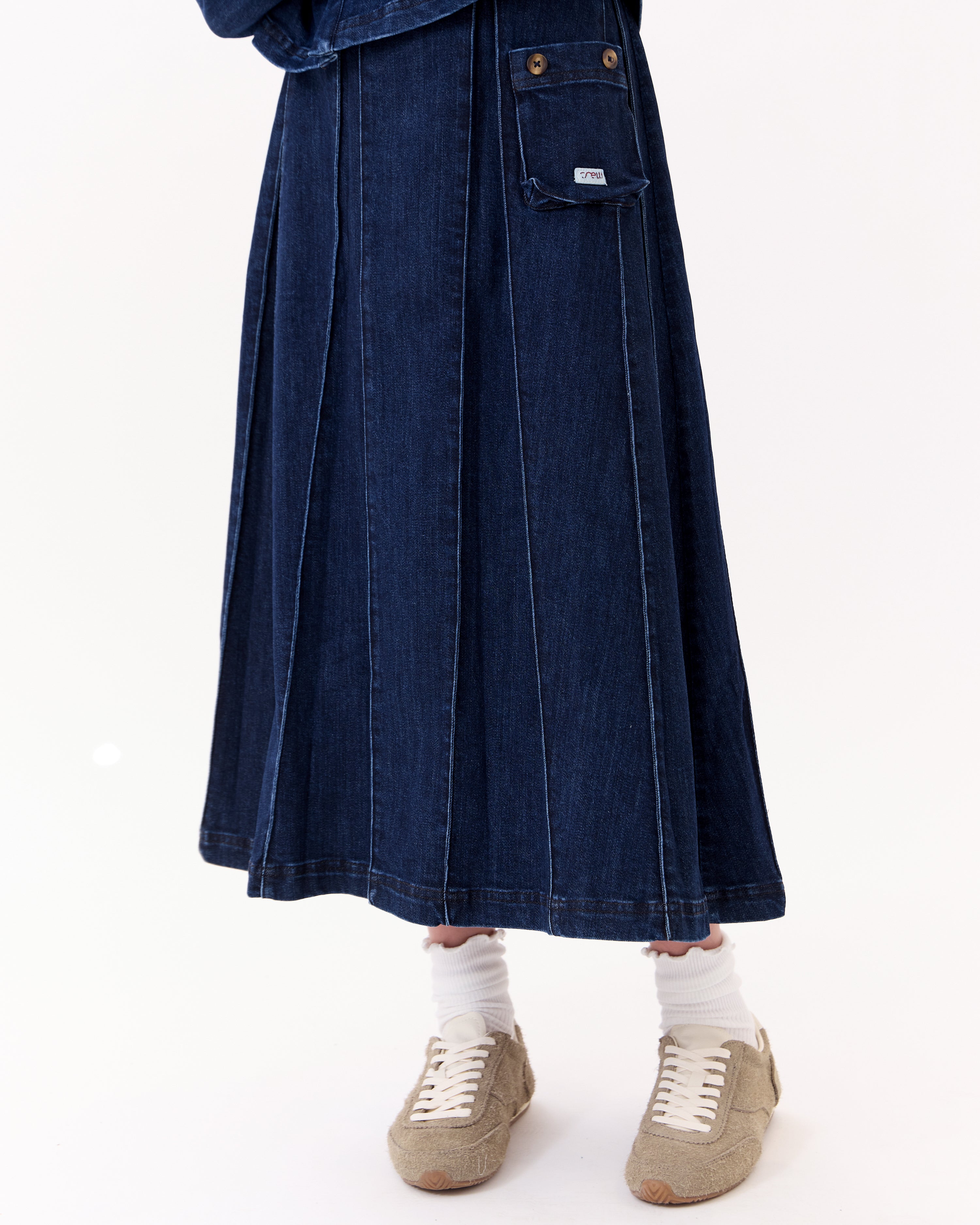 Sofi Pleated Maxi Skirt - Denim