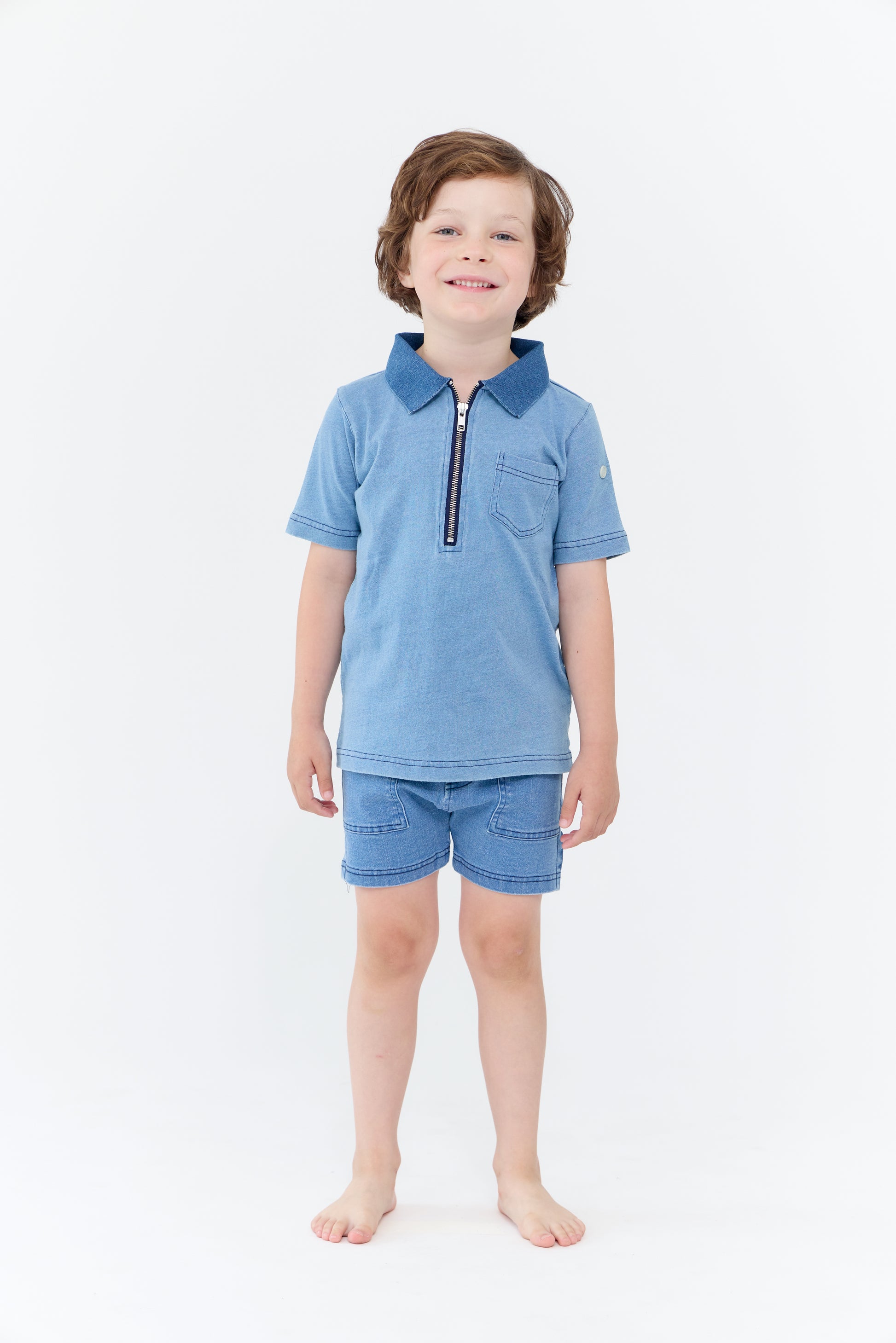 Benny Zipper Polo - Light Blue