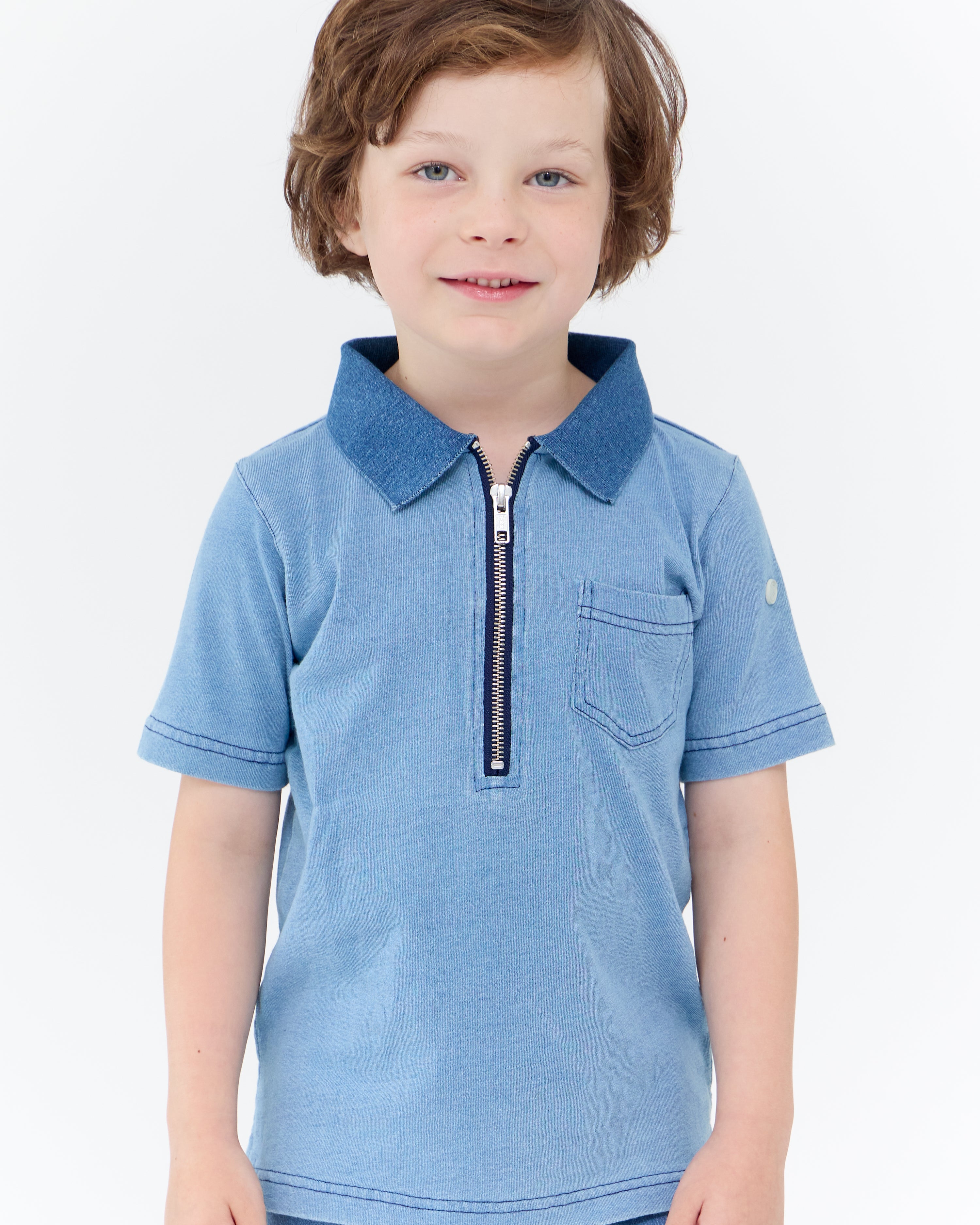 Benny Zipper Polo - Light Blue