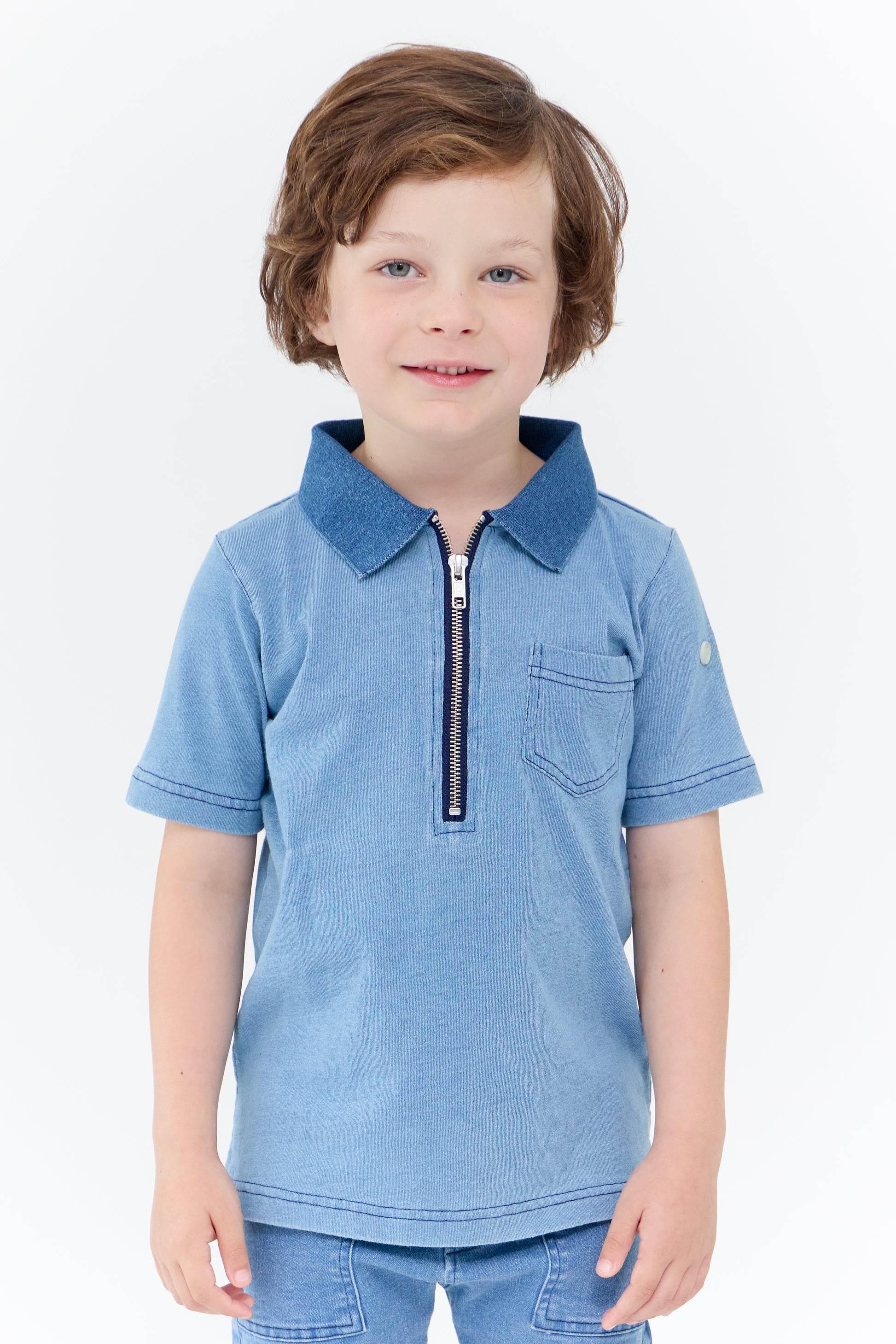 Benny Zipper Polo - Light Blue