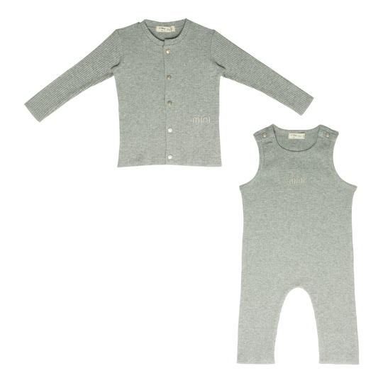 Ziki Rib Overall Set - Grey