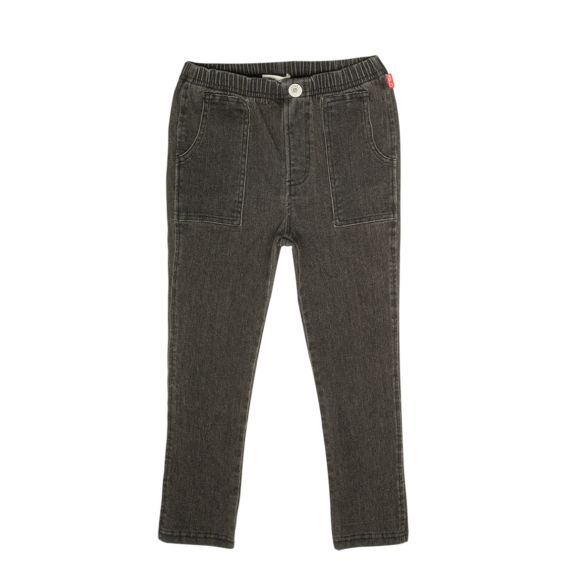 Pull-On Washed Jean Pants - Grey
