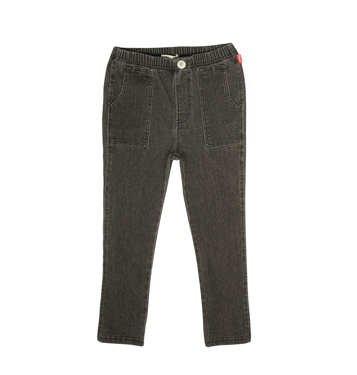 Pull-On Washed Jean Pants - Grey