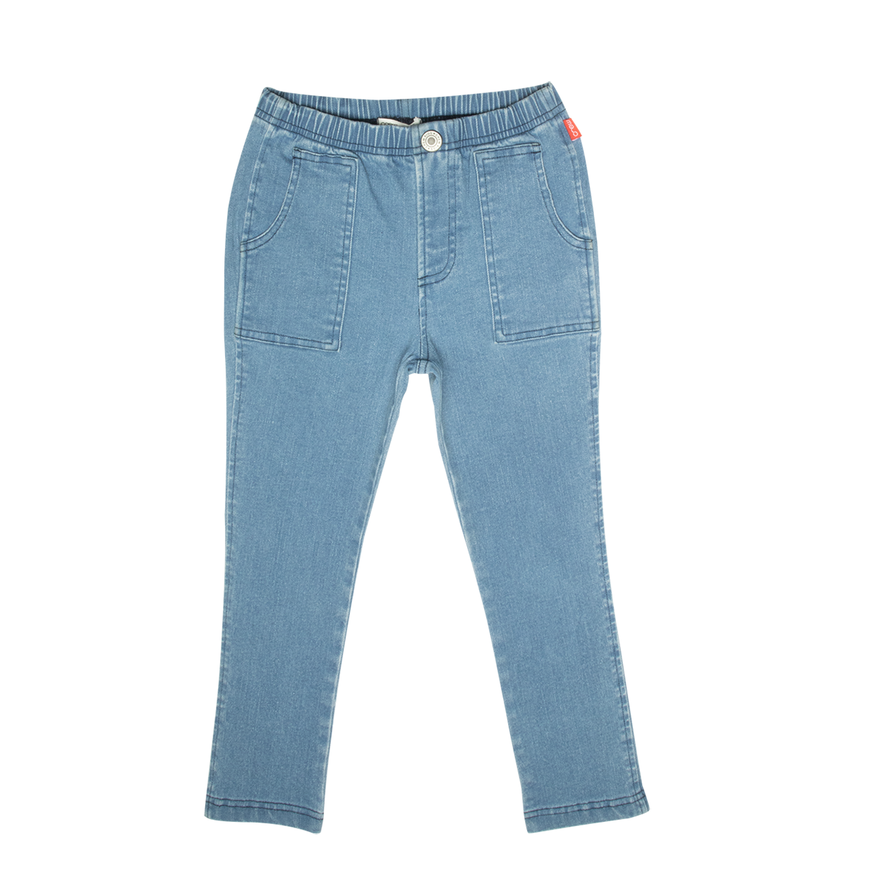 Pull-On Washed Jean Pants - Light Blue