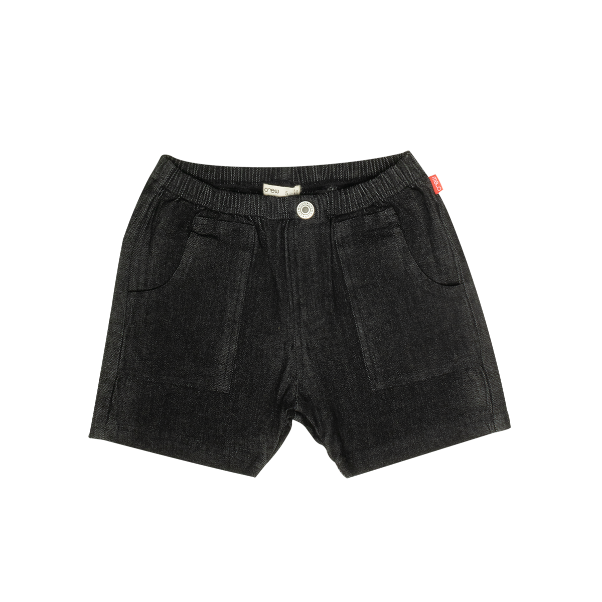 Pull-On Washed Jean Shorts - Black