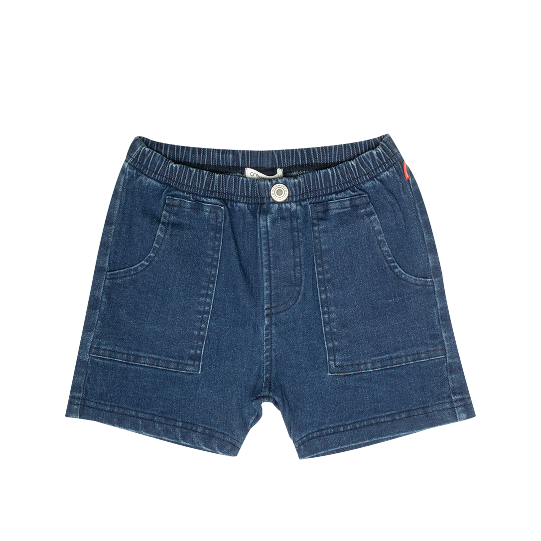 Pull-On Washed Jean Shorts - Blue