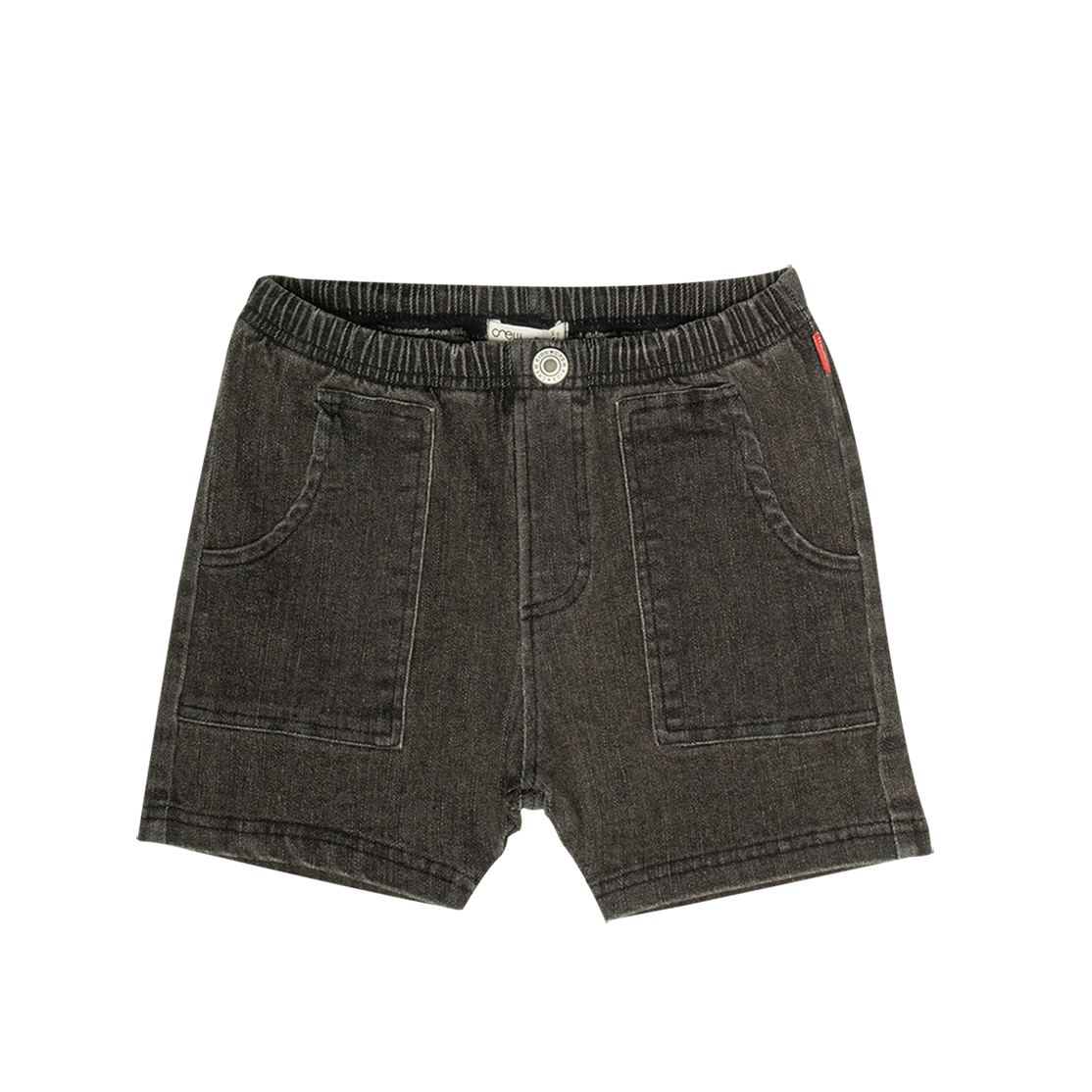 Pull-On Washed Jean Shorts - Grey