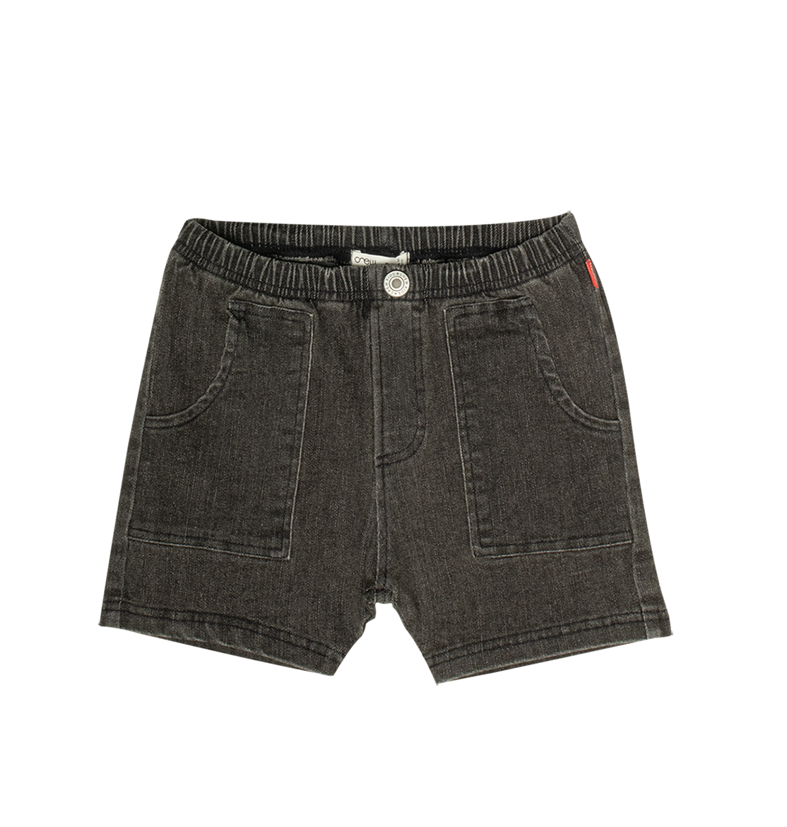 Pull-On Washed Jean Shorts - Grey