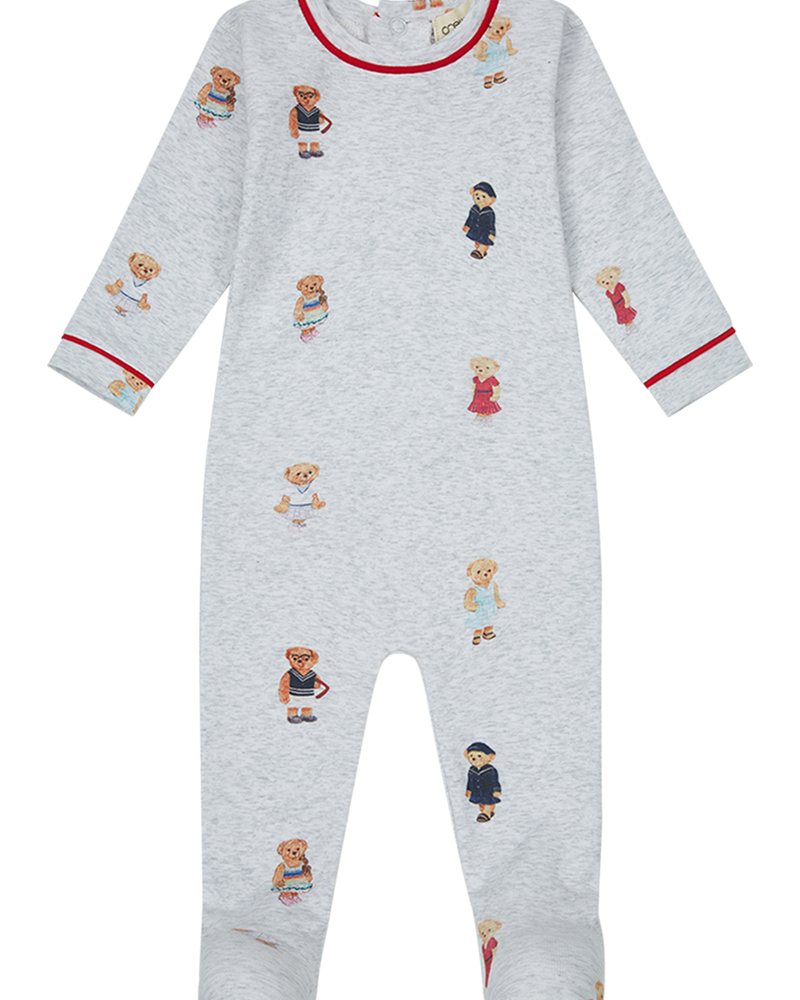 Crew Bear Footie - Grey/Red