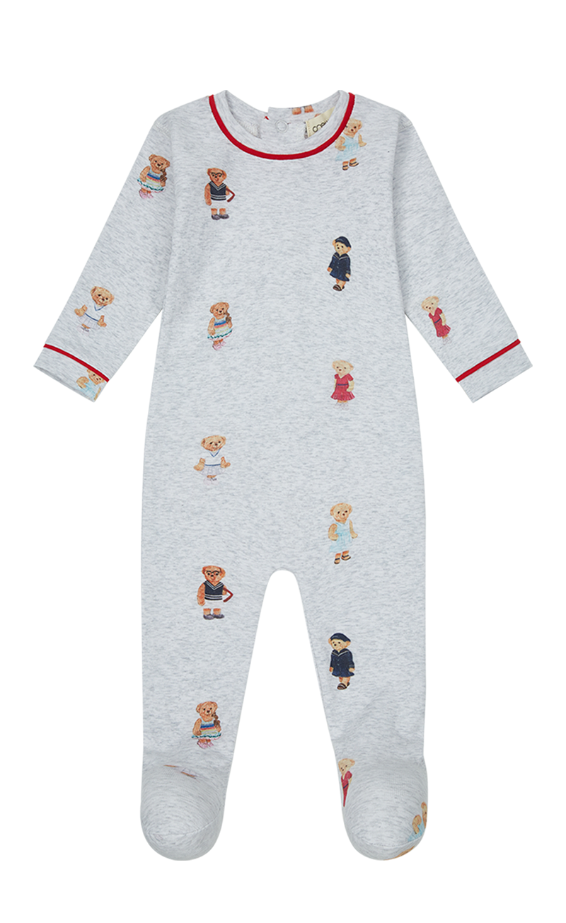 Crew Bear Footie - Grey/Red