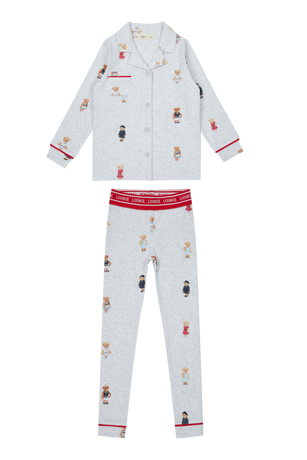 Crew Bear Grandpa Set - Grey/Red