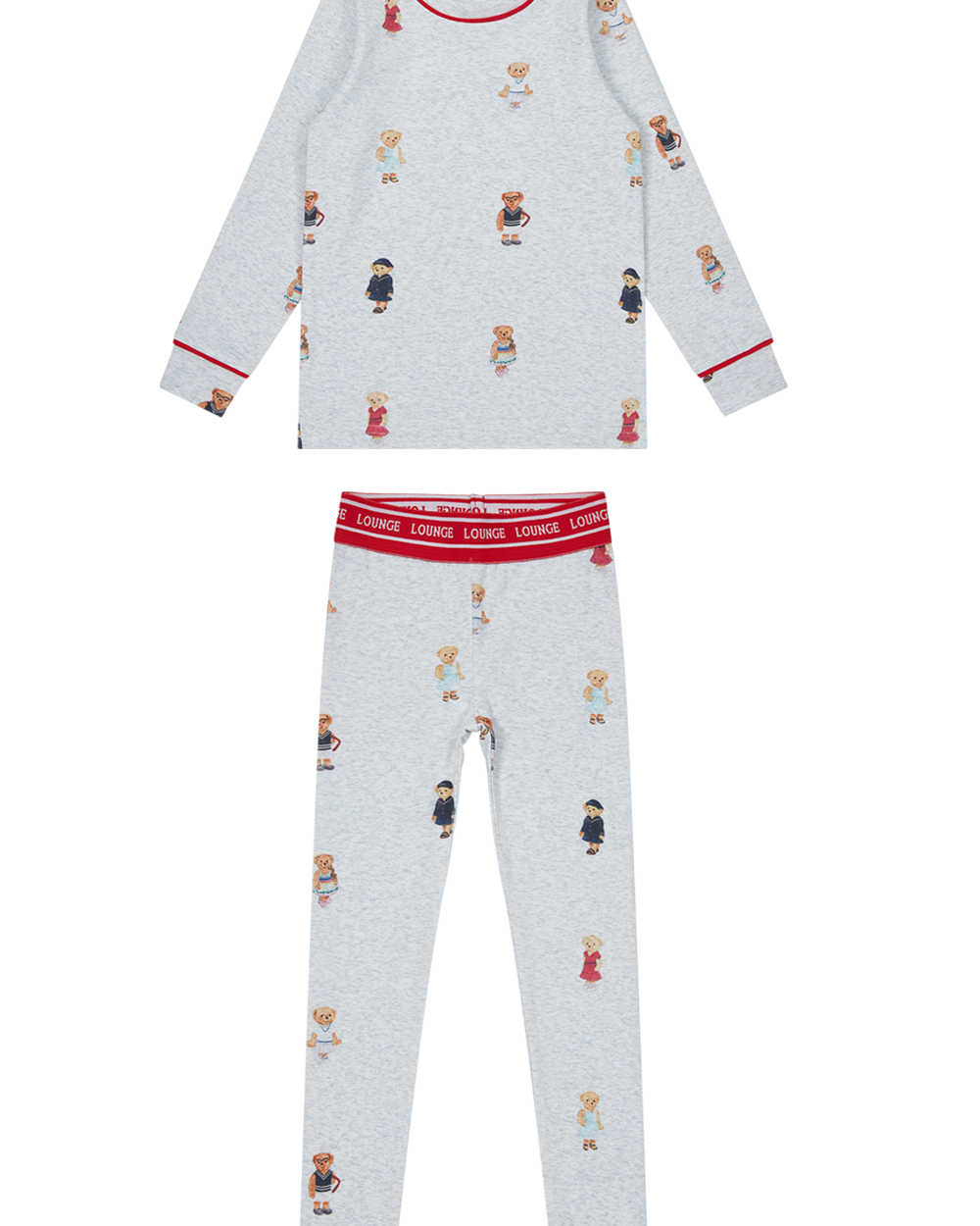 Teddy Crewneck Set - Grey/Red