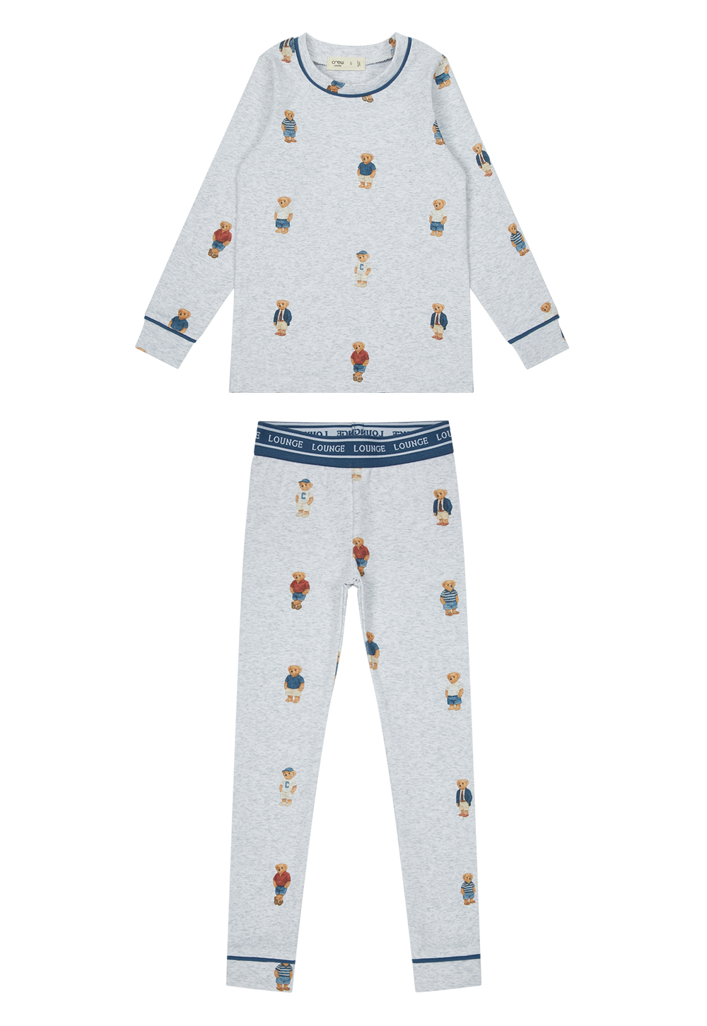 Teddy Crewneck Set - Grey/Blue