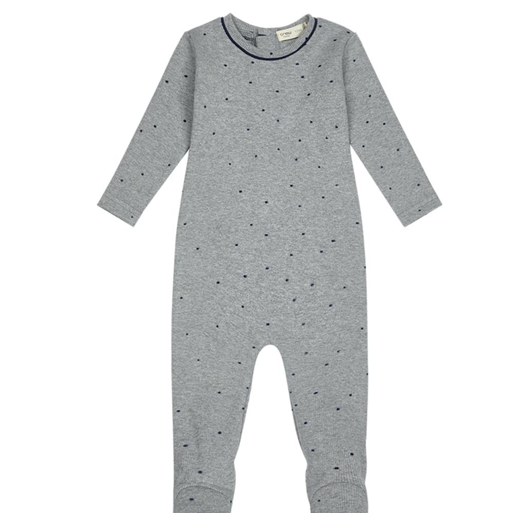 Polka Dot Lounge Footie - Blue