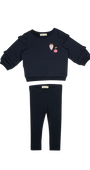 Nina Ruffled Set - Navy