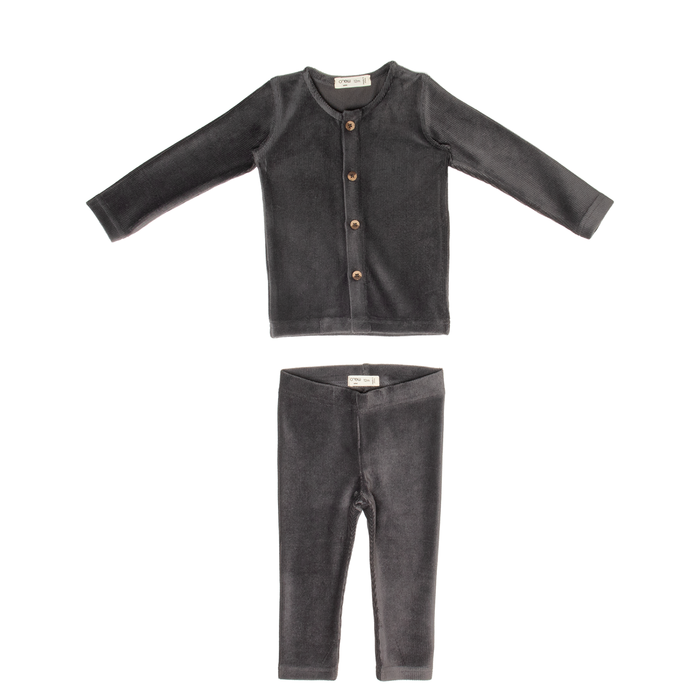 Gia Velour Rib Set - Charcoal