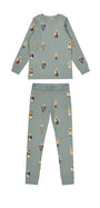 Teddy Pattern Lounge Crewneck Set - Jade