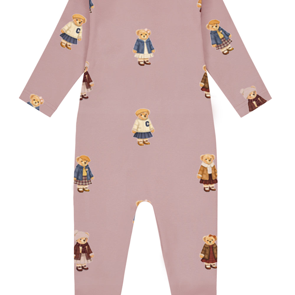 Teddy Pattern Lounge Footie - Dusk