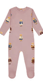 Teddy Pattern Lounge Footie - Dusk
