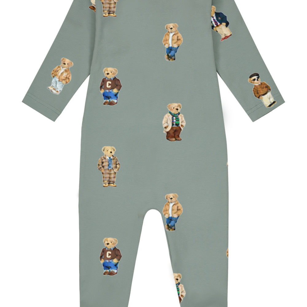 Teddy Pattern Lounge Footie - Jade