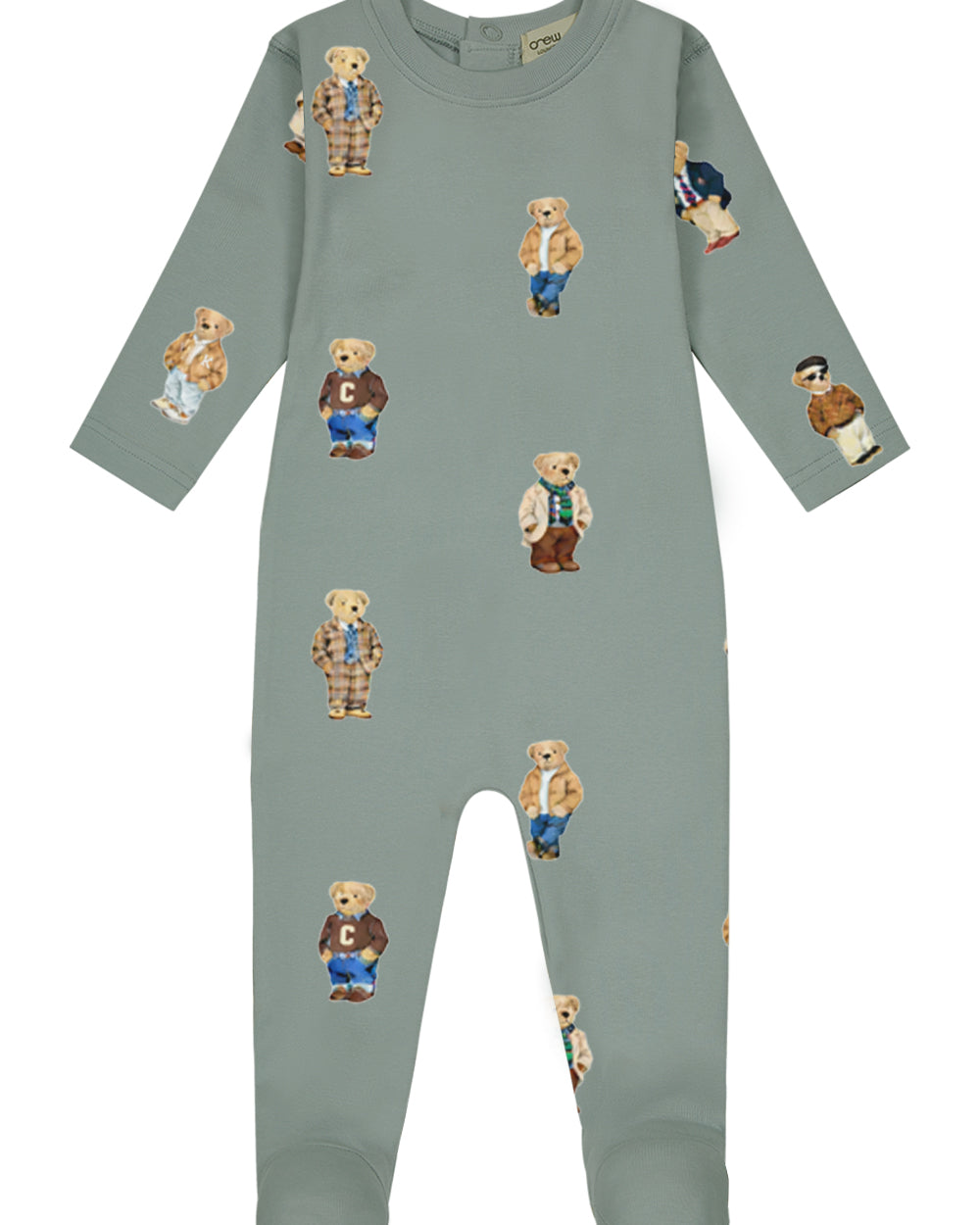 Teddy Pattern Lounge Footie - Jade