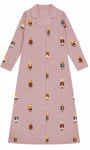 Teddy Pattern Lounge Grandpa Nightgown - Dusk
